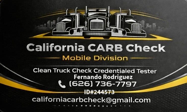 Portrait of California CARB Check, certified heavy-duty emissions tester